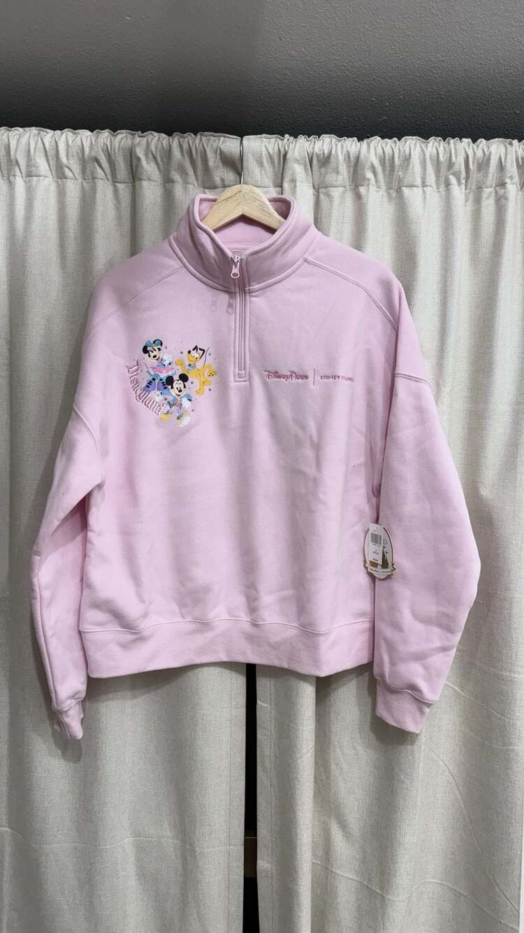 Disneyland Stoney Clover Lane 1/4 Zip Pullover Sweatshirt Pink